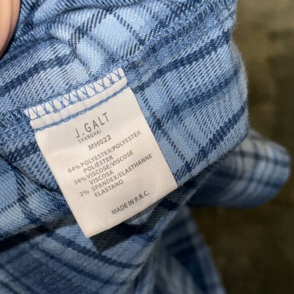 John Galt Mini Skirt Women’s Small Blue Plaid Stretch Slits Preppy Back Zipper - Picture 4 of 6